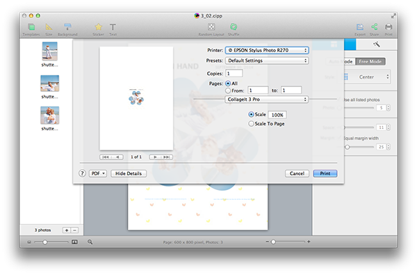 How to save collage as project using collageit 3 for mac